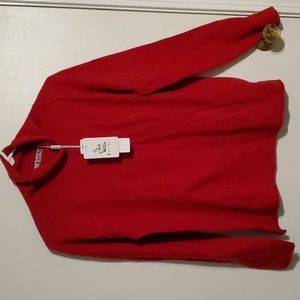 New Liny Xin women's L red soft superfine merino wool turtleneck sweater
